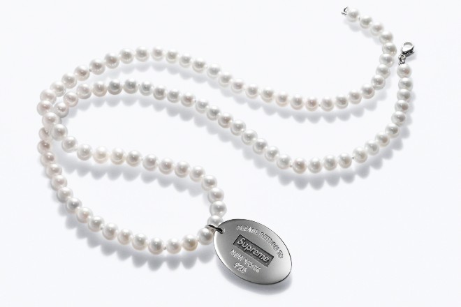 supreme tiffany pearl necklace